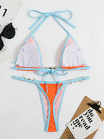 Pearl Thong Bikinis 2025 Women Sexy Triangle Swimsuit Solid Brazil Swimwear Female Padded Bathing Swimming Suit Beachwear Summer