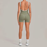 Women's Seamless Yoga Jumpsuits Sports Fitness Gym Sleeveless Backless Hip-lifting Shorts One-piece Training Workout Jumpsuit