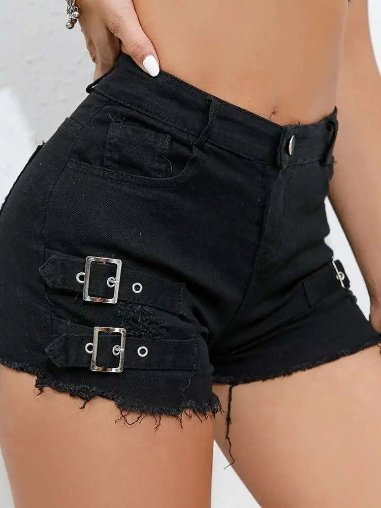 New High-Waisted Sexy Pants Denim Shorts JeansSolid Color Thin Charming Elegant Pure Desire Shorts For Woman Beautiful 5AML