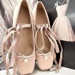 2025 Summer Cute Square Toe Ballet Flats Shoes Women with Riband Sweet Satin Slip On Comfortable sole Office Lady Daily Shoes