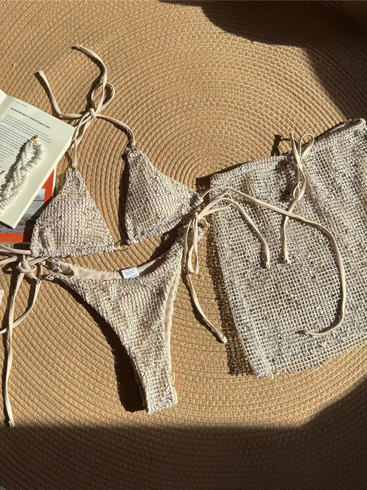 3PCS With Hollow Out Skirt Halter Bikini Female Swimsuit Women Swimwear Three-pieces Bikini Set Bather Bathing Suit Swim V6451