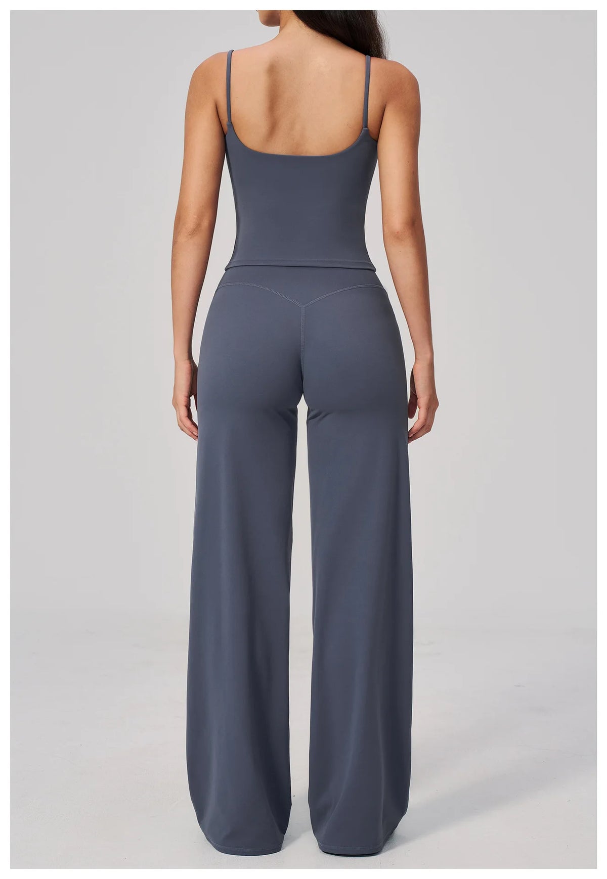 Yoga Suit Gym Fitness Set Hanging Neck Slim Sports Tank Top High Waist Wide Leg Pants Tracksuit Outdoor Running Athletic Wear