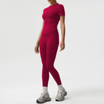 Women's 2 Piece Yoga Suit Fitness Gym Sports Set Hip Lifting High Waist Tracksuit Quick Drying Breathable Running Set