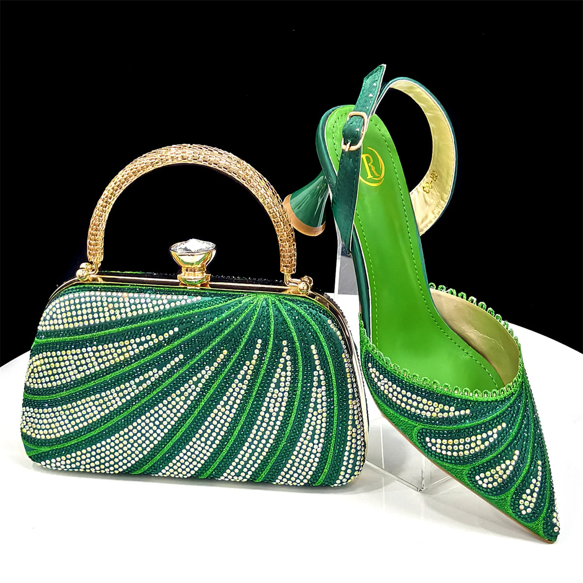 Doershow beautiful High Quality African Style Ladies Shoes And Bags Set Latest GOLD Italian Shoes And Bag Set For Party H-1