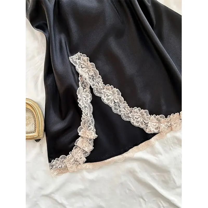 Off Shoulder Ultra Short Sexy Bras Pajamas Home Dresses Night Shirts Sexi Women's Nightgown Silk Lingerie See Through Dress