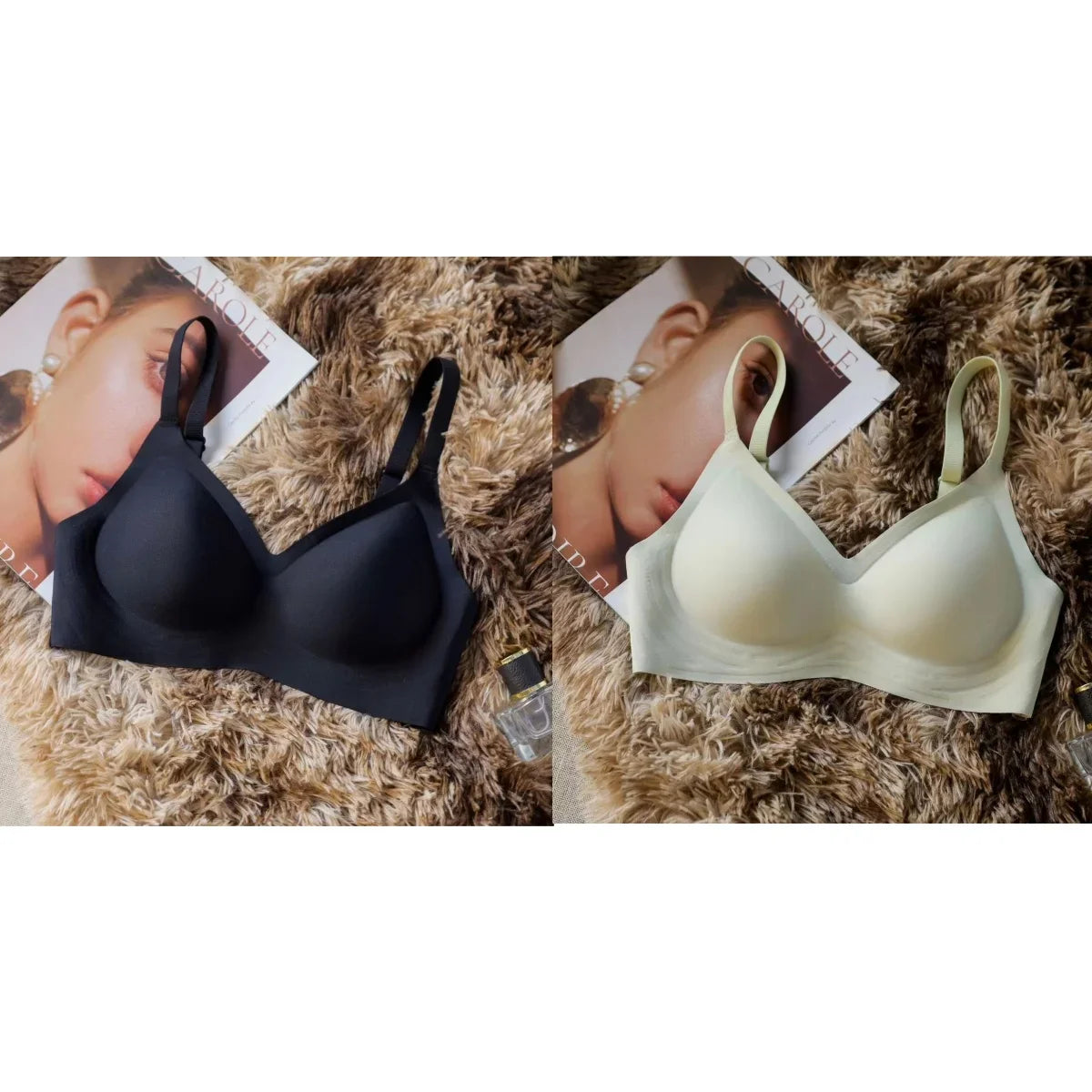 2Pcs/Set Seamless Bras For Women Sexy Lingerie Padded Non-wire Brassiere Adjust Shoulder Strap Underwear Comfort Intimates