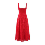 French Style Square-neck Strapless Long Dress With A Large Hem Designed With Cut-out Details Slim Fit Waist-cinching Casual 515K