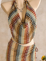 Bohemia Style Coffee Striped Bikini Set 2026 Women Cover Up+Long Skirt 4 Piece Swimsuit Summer Holiday Bathing Suit Swimwear
