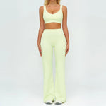 2PCS Yoga Set Gym Clothes Outdoor Sports Outfits Women Tracksuit Gym Fitness Suits Workout Long Sleeved Flared Pants Sportswear
