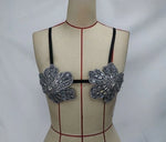 YOUR BUMP CURVE Handmade crystal bra flower embroidery inlaid metal rhinestones short top sexy women beach pool yacht sea party