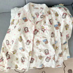 Plus Size Fluffy Winter Pajamas Women's Home Clothes Set Thickened Warmth Sleepwear with Running Dogs Design Cozy Indoor Suit