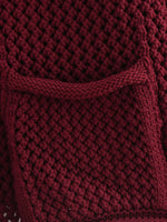 Foridol Autumn Winter New Burgundy Cardigan Women Knitted Long Sleeves Femme Casual Sueter Mujer Loose Short Sweater Buttons