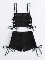 Sexy Bikini 2024 Women White Black Hollow Out Push Up Padded Two Piece Swimsuit Summer Bathing Suit Lace Up High Waist Swimwear