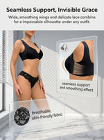 Sexy Black Set Front clasp Wireless Lace Bra Panty Set Full Coverage Bralette Briefs Set Comfort Lingerie Set B2360