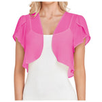 Women’S Short Sleeve Cardigan Chiffon Tops Ladies Open Front Bolero Shrug Crop Top Clothing For Female Plus Size Oversized 2025