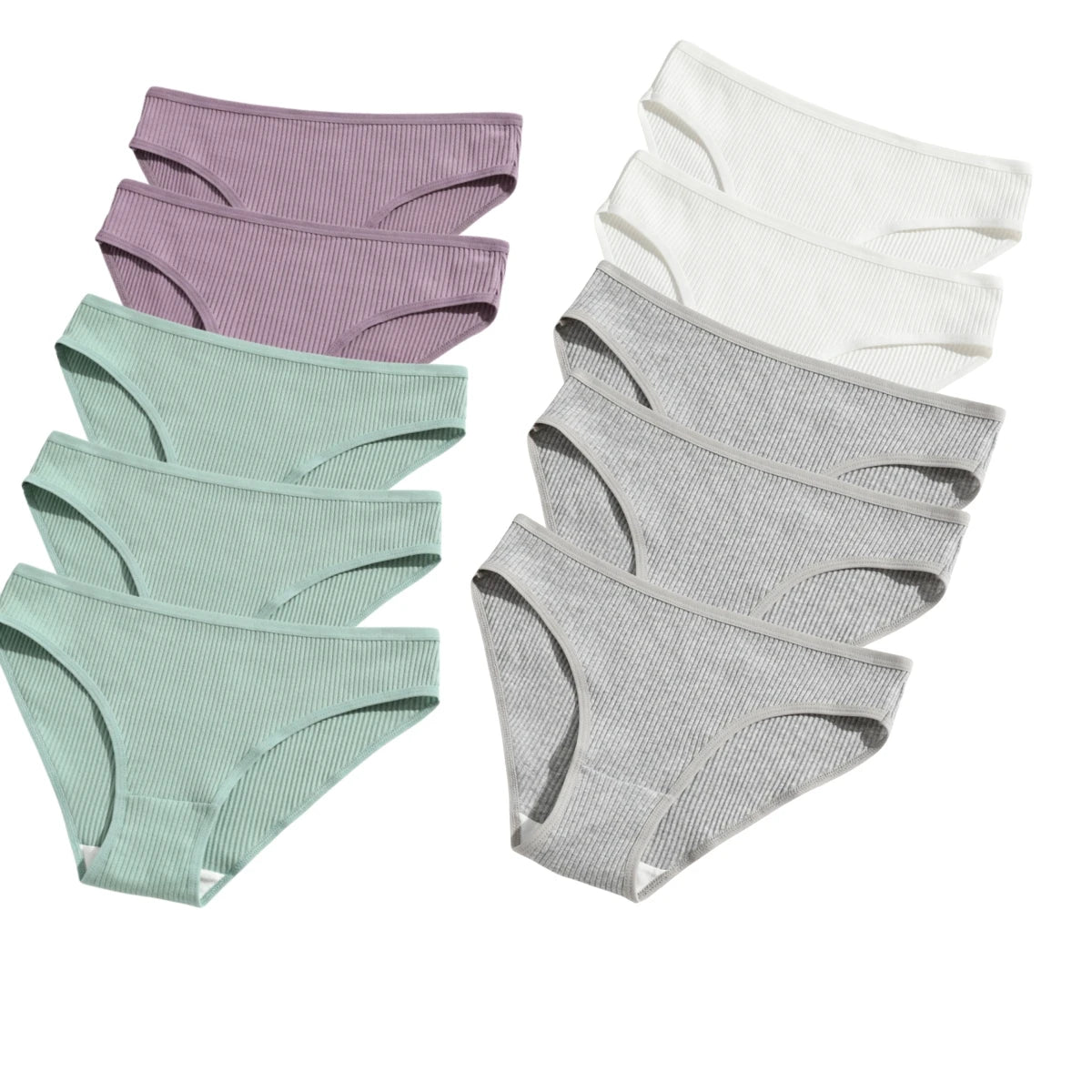 10Pcs/Set Women Cotton Briefs Breathable Panties Low Waist Briefs Sports Solid Soft Skin-Friendly Underwear Daily Wear S-XXL