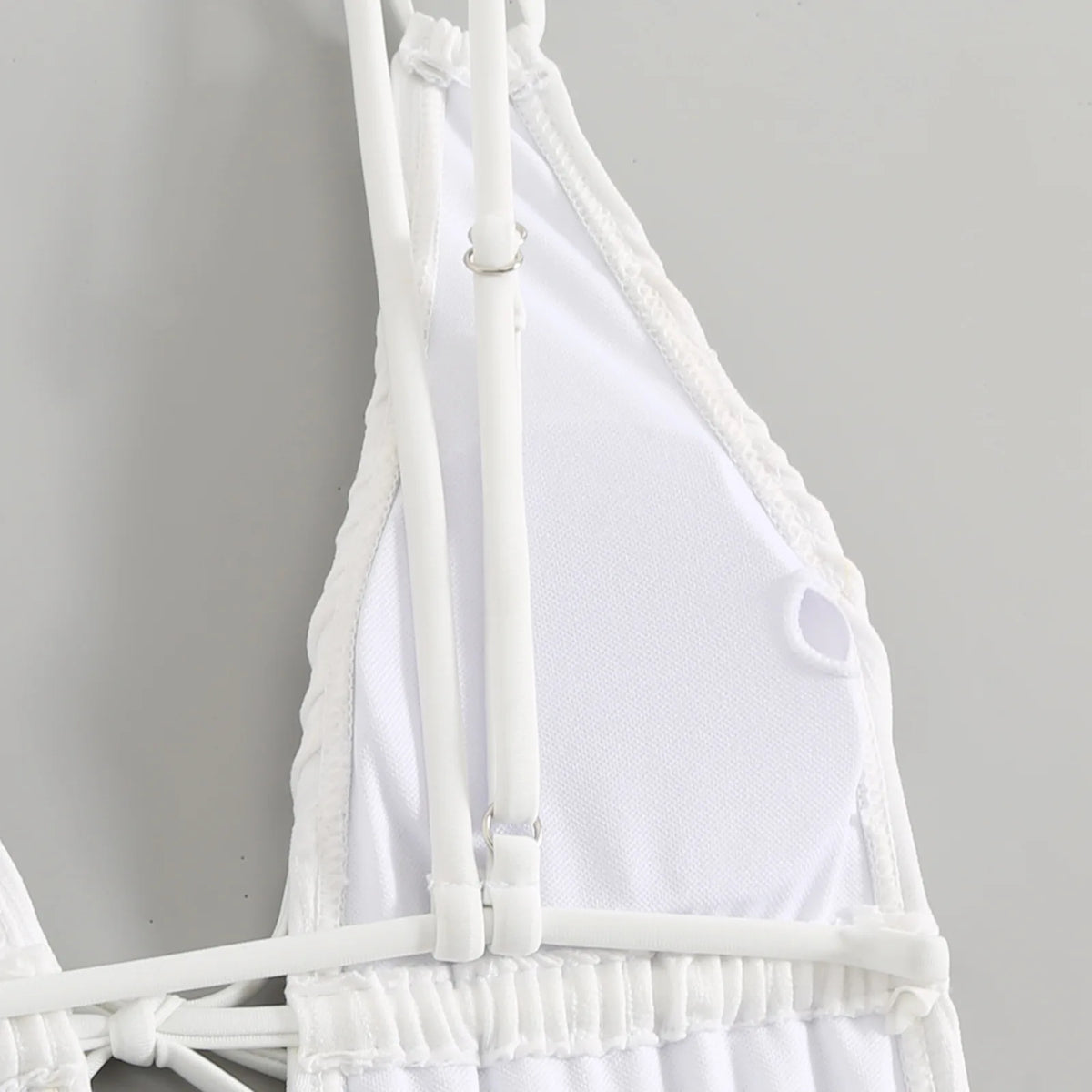2026 New Deep V One Piece Black Swimsuit Halter Solid Color Women's Backless Bathing Suit Bandage White Swimwear For Female