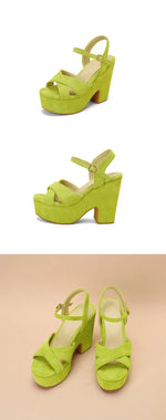 Plus Size Shoes for Women Summer Fashion Candy Colors Buckle Strap High Heel Peep Toe Wedges Sandals Casual Women Beach Shoes