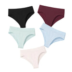 5Pcs/Set High Rise Women Panties Briefs Female Underpants Solid Color Seamless Underwear S-XXXL Sexy Lingerie Intimates