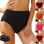 Women's Panties High Waisted Bikini Bottoms Swimsuit Mid Waist Bathing Suit Swim Briefs Proof Side Leakage Menstrual Underwear
