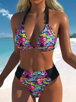 Vintage Black Polka Dot Print Bikini Set 2026 Women Tie Strap Push Up Bra Hollow Out High Waist Swimsuit Bathing Suit Swimwear