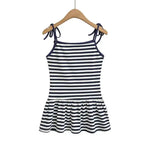 Sweet Double-shoulder Strap Striped Color-block Camisole For Women Unique Design Patchwork Pure Desire Dress Elegant Casual WIKO