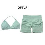 2 Piece DFTLF Impact Gym Set Women yoga Sports Bra Shorts Sets Open Back Scrunch Butt Seamless Workout Jogging Sports Trainin
