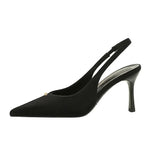 BIGTREE Shoes Sweet Metal Decoration Women Pumps Pointed High Heels silks satins heeled Sandals Women Summer Shoes Stiletto 8 cm