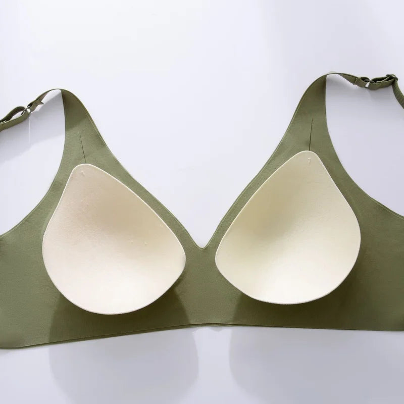 Women Wireless Leopard Seamless Bra Adjustable Non-Detachable Strap Removable Pad Intimates Skin-Friendly Underwear S-5XL