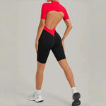 Women's Seamless Yoga Jumpsuit Sports Workout Running Hip-lifting Slim Fit Shorts One-Piece Training Fitness Gym Bodysuit