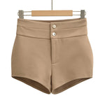 New American Style Solid Color Basic Hot Girl Sexy Hip-enhancing High-waisted Bodycon Shorts For Woman Casual Elegant Y6W8