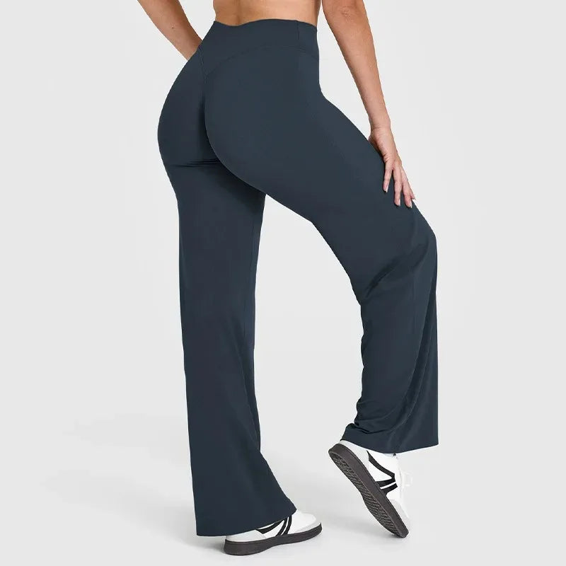 Buttery Soft Cream Yellow Women's Yoga Pants Breathable High Waist Straight-Leg Casual Loose Fit Sports Trousers