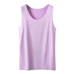 Women Bottoming Vest Sleeveless Ice Silk Seamless Stretchy Round Neck Dry Dry Cooling Camisole Summer Office Vacation Basic Top