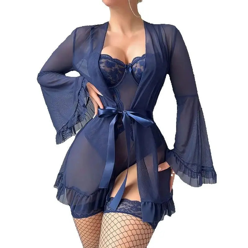 Fairy Lingerie Transparent Open Bra Erotic Ultra Sexy See Through Chemise Nightdress Women's Pajamas Delicate Sexy Nighty
