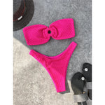 Sexy Wrinkled Bandeau Strapless Bikini Women Swimwear Female Swimsuit Two-Pieces Bikini Set Bather Bathing Suit Swim Lady V3367L
