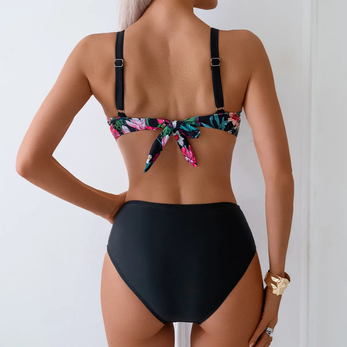 2025 Sexy Vintage Swimsuit Women Printed High Waist Bikini Set V-neck Swimwear Female Padded Bathing Suit Swimming Beachwear