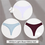 3Pcs/Set Women Cotton G-String Panties Female Low Rise Thongs Ladies Sexy Bikini 7 Solid Color Girl Soft M-XL Intimates Lingerie