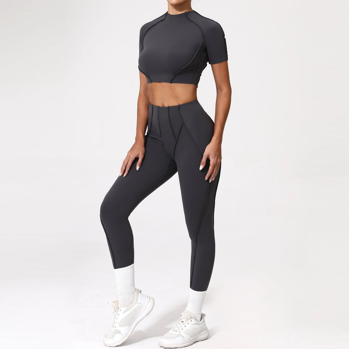 2PCS Yoga Suit Sports Set Women Quick-Drying Gym Set Women Tracksuit Running Workout Long Sleeve Sports Shirt Yoga Clothing