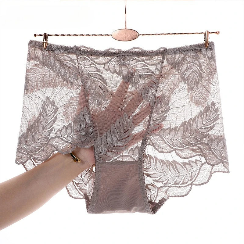 L-4XL Plus Size Women High Waist Panties Sexy Hollow Lace Flowers Embroidery Panty Lingerie Summer Breathable Butt Lifter Briefs