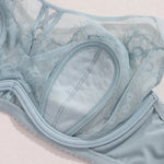 Women's Plus Size Thin Bra Sexy Lace Mesh Bra Cotton Thin Cup Wireless Push Up MinimizerBralette 70-90BCD CW9470