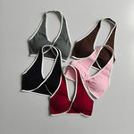 Shockproof Breathable Sports Bra Halter Neck Vest with Chest Pad for Gym Running Yoga Pilates Training Fitness Back Beauty