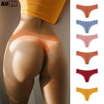 Women's Ultra Thin Quick Drying Thongs Comfortable Striped Edge T-back Ice Silk Lady G-string Sexy Low-Waist Female T-pants