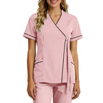 Top For Women Soft V Neck Open Front Scrub Tops Stretchy Short Sleeve Side Tie Shirts ropa de mujer