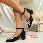 2026summer New Heel Pointed Toe Strap High-Heeled Sandals Women's Bow Pumps