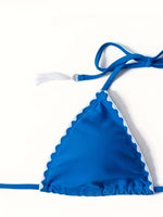 ZTVitality Blue Sexy Bikini Set 2024 New Arrival Biquini Padded Bra Halter Bandage Swimsuit Women's Swimwear Whip Stitch Summer
