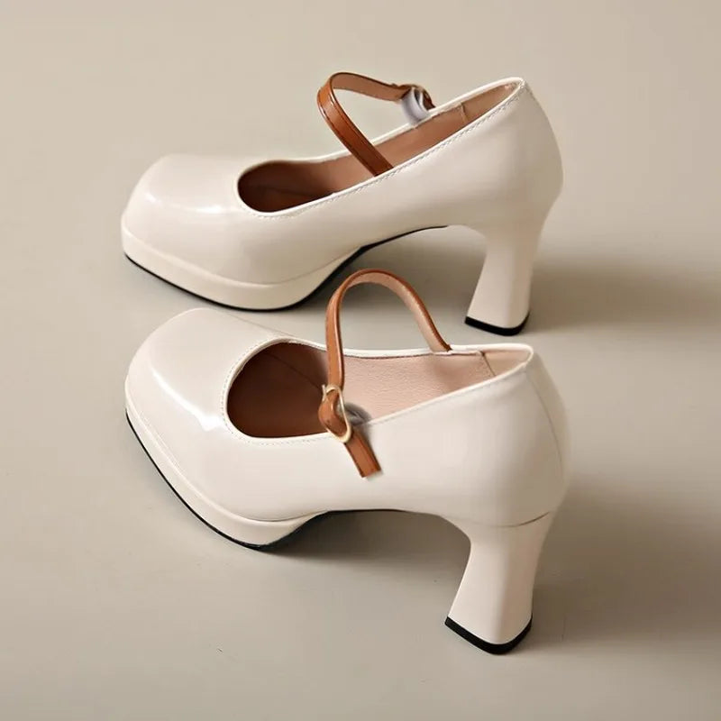 2026 leather shoe for women high heel platform point toe elegant and fashion shoe High-heeled sandals