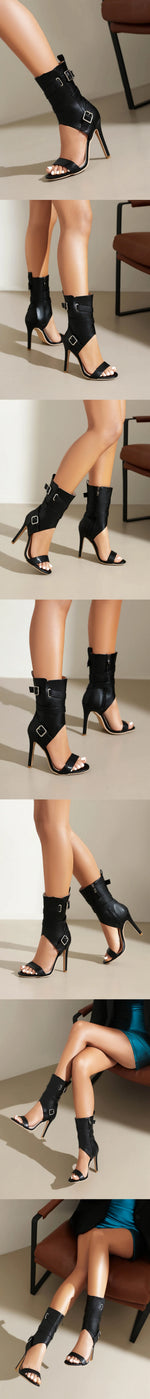 Plus Size 48 Sexy Red Thin High Heels Party Sandals Women Black Dancing Shoes Stilettos Summer White Ankle Booties