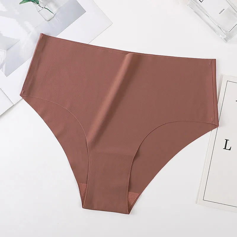 2Pcs/Set Ice Silk High Waist Briefs Panties Women Stretch Underwear Seamless Panties Female Underpants Sexy Lingerie XS-XL