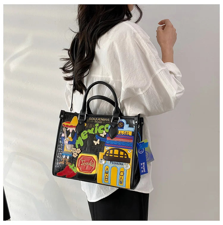Design Patchwork Zipper 2026 Hot Sale Women's Bags Retro High Quality Women's Bags PU New Personality Stylish Shoulder Bags