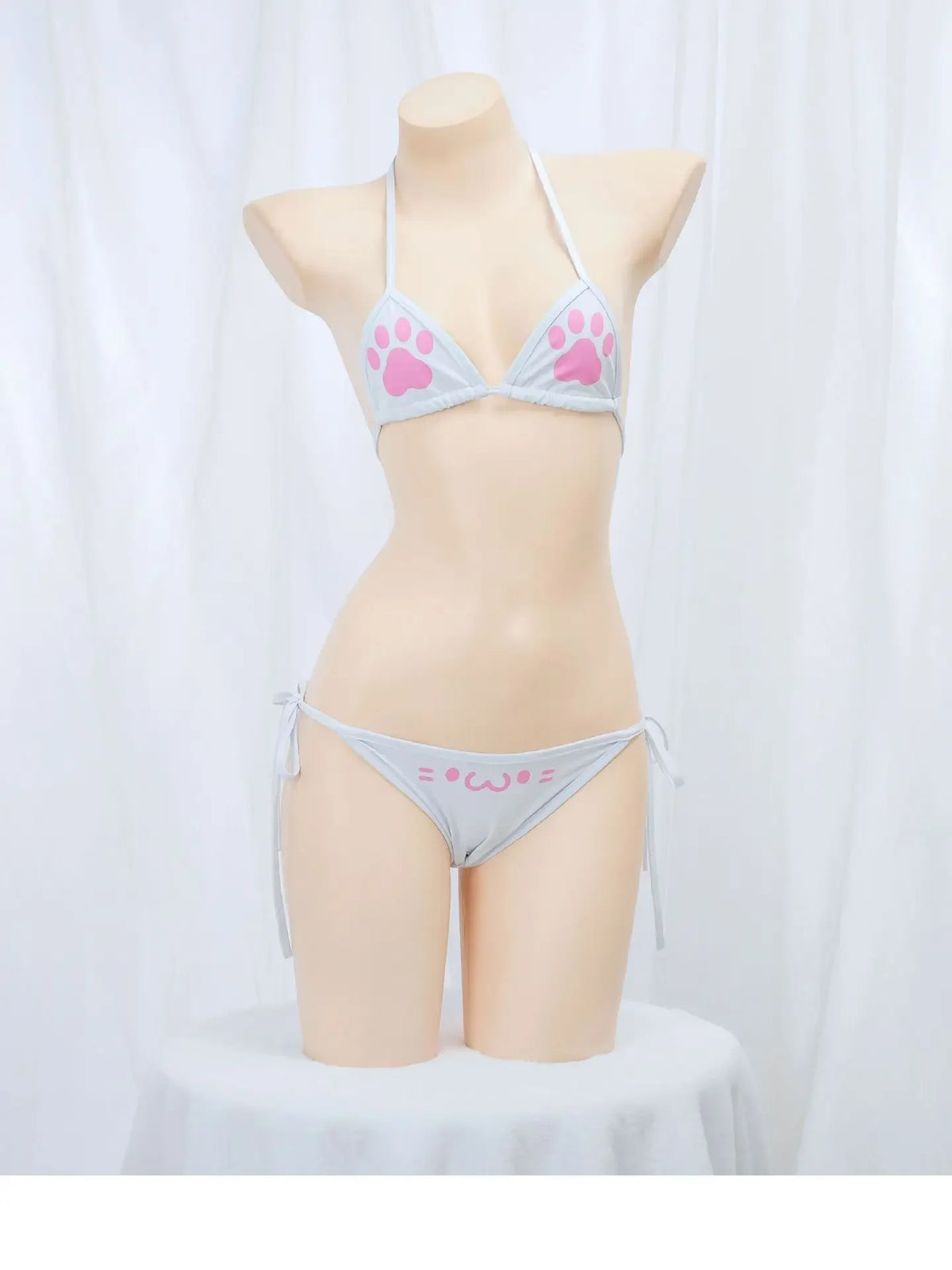 Japanese Anime Kawaii Cat Paw Micro Bikini Set for Women Girl Bandage Backless Mini Swimsuit Underwear Lingerie Bathing Suit